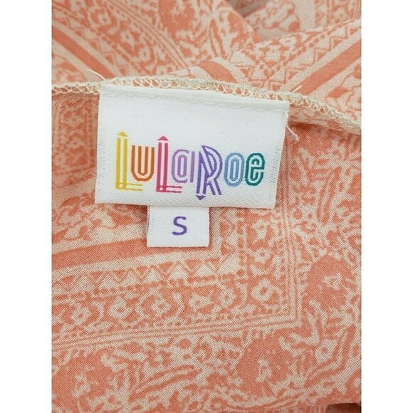 New Lularoe Monroe Kimono Womens Small Peach Floral Chevron Cover Up Fringe - Picture 5 of 6